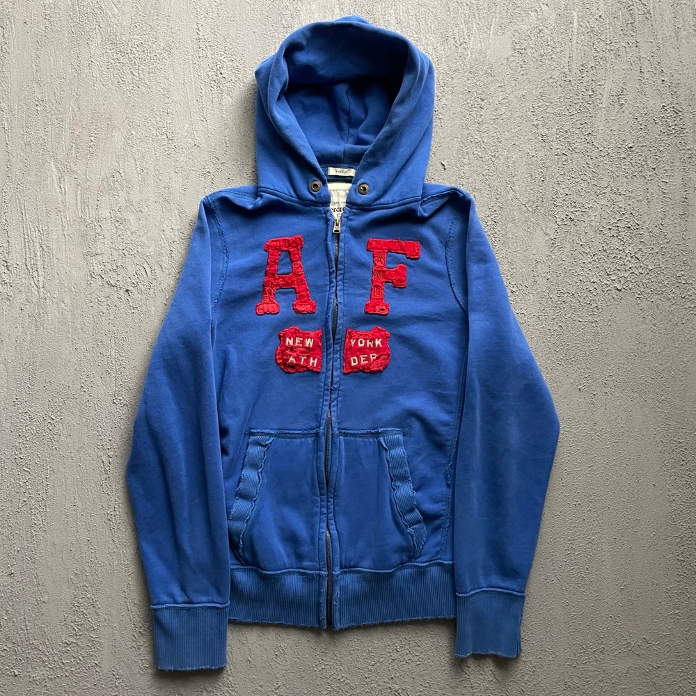 Vintage Abercrombie & Fitch Zip Up Hoodie Men Large Blue 2000s